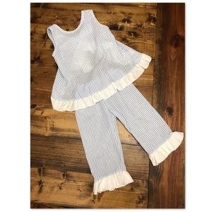 Boutique Seersucker Outfit | 5T | Capri | Tie Back